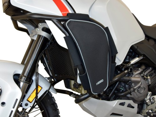 HEED Ducati DesertX upper crash bars black with bags - left side