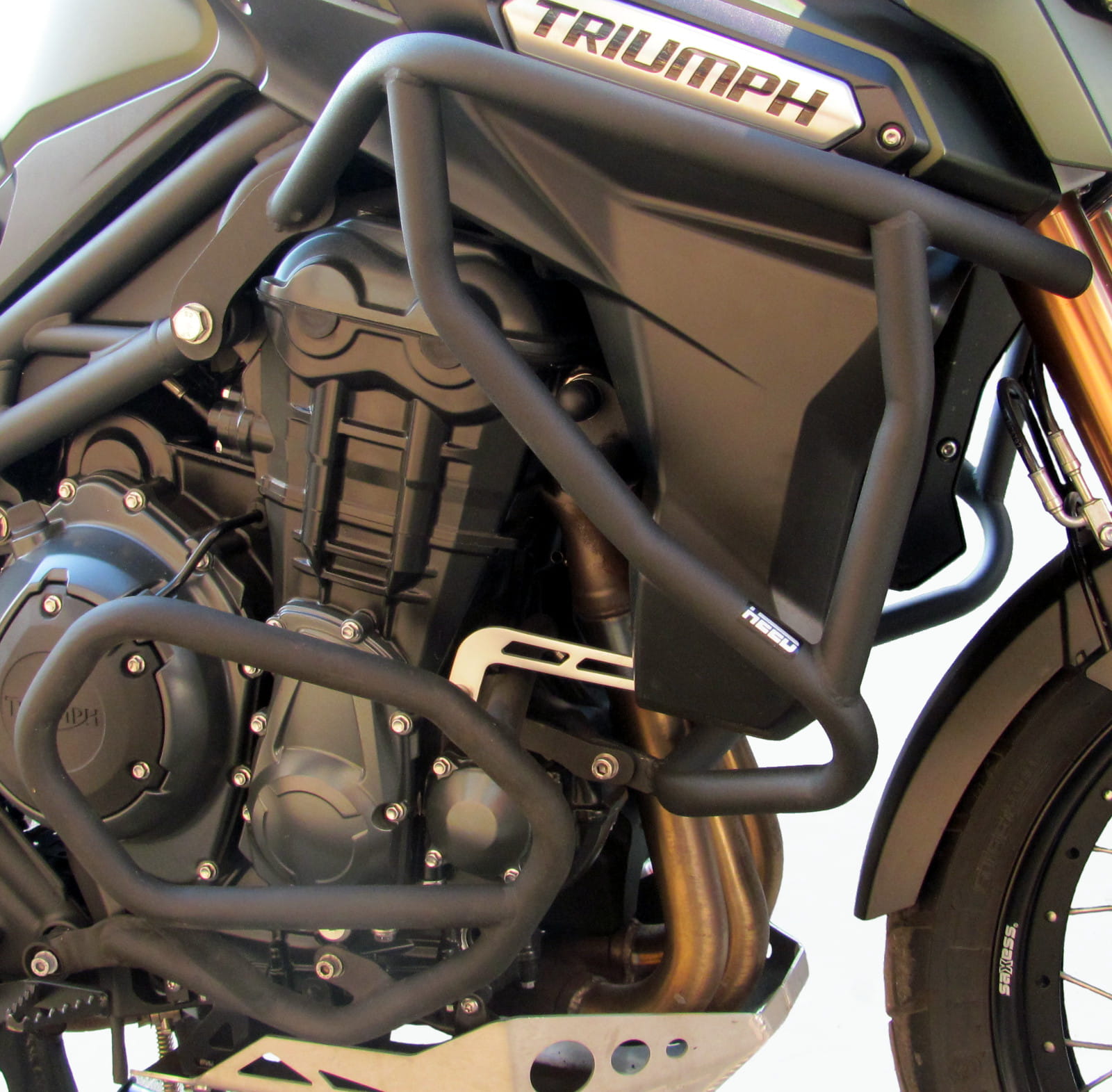 Motorcycle Highway Footpegs For 25mm Engine Guards - Folding Foot Rests For BMW R1200GS, Tiger Explorer